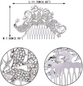 img 1 attached to Элегантный свадебный волосистый гребень: EVER FAITH австрийский кристальный павлин цветочный аксессуар для волос, прозрачный.