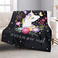 🦄 nueasrs unicorn blanket: stylish and cozy black rainbow throw blanket for girls - perfect unicorn bedroom decor and gift for kids! (50x60 inch) logo