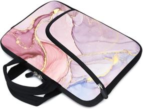 img 1 attached to 📱 XMBFZ 11.6-12.2 Inch Laptop Sleeve Chromebook Case Ultrabook Case Notebook Sleeve PC Messenger Bag Tablet Case with Neoprene Handle for Kids Men Women, Pink Marble Design, Two Pockets