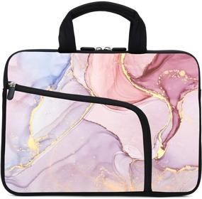 img 3 attached to 📱 XMBFZ 11.6-12.2 Inch Laptop Sleeve Chromebook Case Ultrabook Case Notebook Sleeve PC Messenger Bag Tablet Case with Neoprene Handle for Kids Men Women, Pink Marble Design, Two Pockets