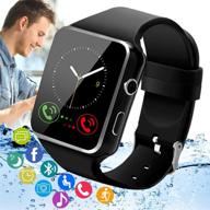 bluetooth smartwatch with camera & sim card slot - waterproof sports fitness tracker & android phone watch for samsung, huawei | touch screen wrist watch logo