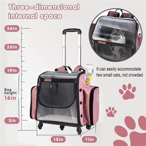 img 3 attached to 🐱 Convenient Cat Carrier Rolling Bag with Airline Approval, Backpack for Small Medium Dogs and Cats – Includes Removable Wheels and Collapsible Litter Box