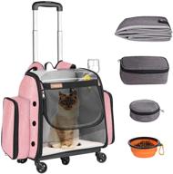 🐱 convenient cat carrier rolling bag with airline approval, backpack for small medium dogs and cats – includes removable wheels and collapsible litter box logo