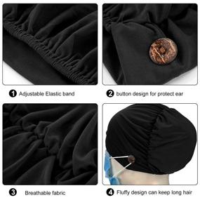 img 2 attached to 🔵 Pack of 3 Stretchy Headband Turbans with Buttons for Women - Navy Blue, Black, Royal Blue