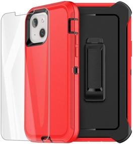 img 4 attached to 📱 AICase iPhone 13 Case with Belt-Clip Holster, Screen Protector, Heavy Duty Protective Phone Case - Military Grade Full Body Protection, Shockproof, Dustproof, Drop Proof - Rugged Durable Cover (Red)