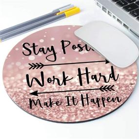 img 1 attached to 🖱️ Amcove Round Gaming Mouse Pad Custom with Inspirational Quotes – Rose Gold and Silver Glitter Black Quote Design – 7.9 x 7.9 x 0.12 Inch