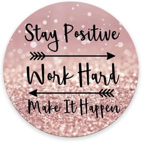 img 4 attached to 🖱️ Amcove Round Gaming Mouse Pad Custom with Inspirational Quotes – Rose Gold and Silver Glitter Black Quote Design – 7.9 x 7.9 x 0.12 Inch