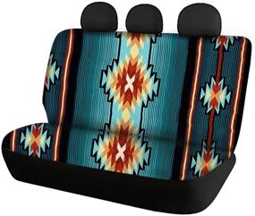img 3 attached to Защищайте и оформляйте свой автомобиль с набором чехлов для сидений Belidome Tribal Aztec Stripes: включает защиту на руль, накладки на ремни безопасности и универсальную посадку - прочные и стойкие к стирке как для мужчин, так и для женщин.