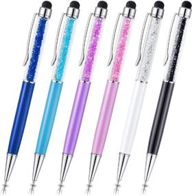 img 4 attached to 🖊️ Besgoods Crystal 2 in 1 Stylus Pens - Slim Capacitive Stylus & Ballpoint Pen for Touch Screens, iPhone, iPad, Samsung Galaxy, Tablets (6Pcs Set)