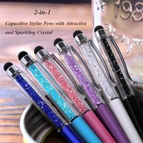 img 3 attached to 🖊️ Besgoods Crystal 2 in 1 Stylus Pens - Slim Capacitive Stylus & Ballpoint Pen for Touch Screens, iPhone, iPad, Samsung Galaxy, Tablets (6Pcs Set)