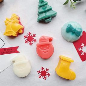 img 3 attached to 🎄 Универсальный набор из трех силиконовых форм для Рождественских угощений: елочка, снеговик, Санта, носочки, колокольчики, снежинки - идеально подходит для создания конфет, печенья, свечей, бомб для ванны и в качестве подарков!