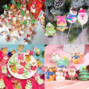 img 2 attached to 🎄 Универсальный набор из трех силиконовых форм для Рождественских угощений: елочка, снеговик, Санта, носочки, колокольчики, снежинки - идеально подходит для создания конфет, печенья, свечей, бомб для ванны и в качестве подарков!
