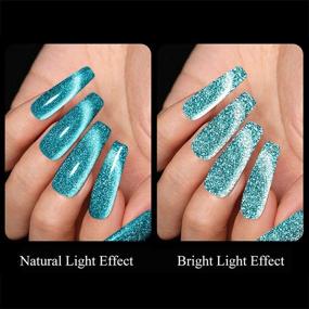 img 2 attached to 💅 Supwee Reflective Glitter Cat Eye Gel Nail Polish Sparkle Diamond Magnetic Gel Polish Shiny Blue Cat Eye Gel Nail Polish with Magnetic Stick Soak Off UV Gel Nail Art Gel 10ml