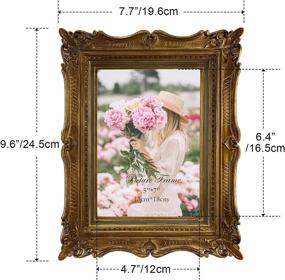 img 3 attached to 🖼️ Vintage Bronze Picture Frame - PHAREGE 5x7 Ornate Antique Wedding Photo Frame, Retro Décor Display (Horizontal/Vertical) on Tabletop