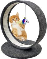 🐱 12-inch powerking round cat scratcher: sisal mat pet play toy with climbing frame stand, hanging mouse interactive toys for kitten, small cat, kitty - cat exercise, cat scratching post logo