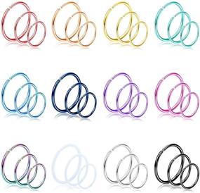 img 4 attached to 💍 36Pcs 20G Nose Ring Hoop for Women and Men - 316L Stainless Steel Helix Tragus Lip Septum Ring Cartilage Earring Hoop Piercing Jewelry by Drperfect