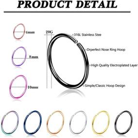 img 3 attached to 💍 36Pcs 20G Nose Ring Hoop for Women and Men - 316L Stainless Steel Helix Tragus Lip Septum Ring Cartilage Earring Hoop Piercing Jewelry by Drperfect