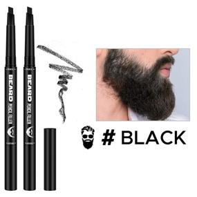 img 3 attached to 🧔 Patchy Beard Solution: Waterproof 2-Pack Black Beard Filler Pencil for Men's Mustache and Beard