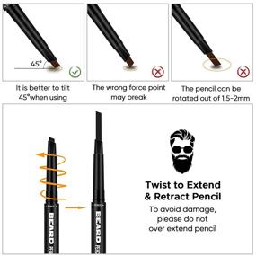 img 1 attached to 🧔 Patchy Beard Solution: Waterproof 2-Pack Black Beard Filler Pencil for Men's Mustache and Beard