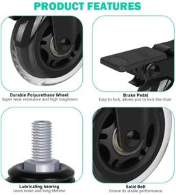 img 1 attached to Premium Hirate Threaded Casters 🛋️ for Hardwood Floors - Enhanced Wheel Design