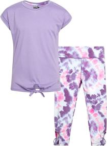 img 4 attached to 👧 RBX Girls' Activewear Set - Performance T-Shirt and Yoga Pants Leggings Set with Headband, Short Sleeve