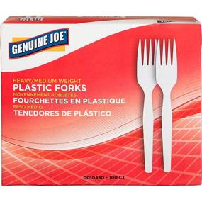 img 1 attached to 🍴 Genuine Joe Plastic Fork (GJO0010430): Heavy/Medium-Weight, White, 100/Box - Reliable Disposable Forks