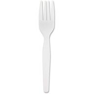 🍴 genuine joe plastic fork (gjo0010430): heavy/medium-weight, white, 100/box - reliable disposable forks logo