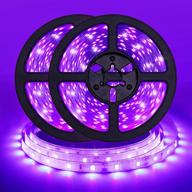 🔦 high power 24w uv black light strip, 33ft/10m flexible blacklight led strip, 600 leds 395nm-405nm non-waterproof blacklight fixtures kit with 12v 3a led power supply for fluorescent dance party логотип