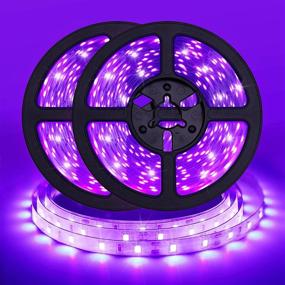 img 4 attached to 🔦 High Power 24W UV Black Light Strip, 33FT/10M Flexible Blacklight LED Strip, 600 LEDs 395nm-405nm Non-Waterproof Blacklight Fixtures Kit with 12V 3A LED Power Supply for Fluorescent Dance Party