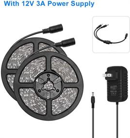 img 1 attached to 🔦 High Power 24W UV Black Light Strip, 33FT/10M Flexible Blacklight LED Strip, 600 LEDs 395nm-405nm Non-Waterproof Blacklight Fixtures Kit with 12V 3A LED Power Supply for Fluorescent Dance Party