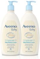 aveeno baby daily moisture lotion, fragrance-free, twin 👶 pack - 18 fl. oz with oatmeal & dimethicone logo