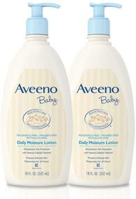 img 2 attached to Ежедневный лосьон Aveeno Baby для увлажнения кожи, без аромата, Двенадцати упаковка - 18 жидк. унций с овсянкой и диметиконом.