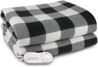 cozy up with the biddeford blankets comfort knit electric heated blanket - black/white buffalo check logo