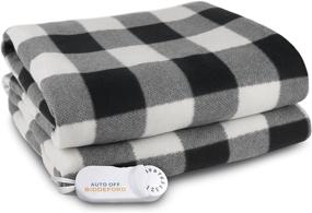 img 1 attached to Cozy Up with the Biddeford Blankets Comfort Knit Electric Heated Blanket - Black/White Buffalo Check