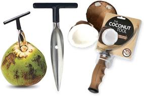 img 4 attached to Efficient Stainless Steel Coconut Opener Tool - Easily Remove Coconut Meat & Tap - User-Friendly Design - Ideal for Peeled Thai Young White & Green Coconuts