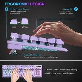 img 1 attached to 🌈 NPET K10 Игровая клавиатура: ультратонкая, водонепроницаемая, радужная подсветка LED, фиолетовая