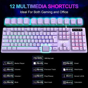 img 3 attached to 🌈 NPET K10 Игровая клавиатура: ультратонкая, водонепроницаемая, радужная подсветка LED, фиолетовая