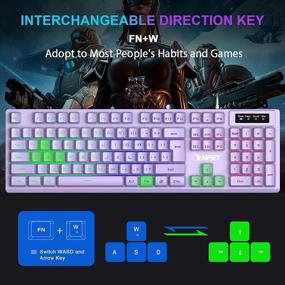 img 2 attached to 🌈 NPET K10 Игровая клавиатура: ультратонкая, водонепроницаемая, радужная подсветка LED, фиолетовая