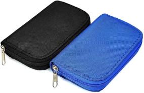 img 1 attached to 📸 Memory Card Cases, 2 Packs Bestshoot Memory Card Holder Bags Pouch Organizer Keeper 22 Slot SD Micro SD CF SDHC SDXC MMC Secure Digital Compact Flash Cards Wall Bags for Media Storage - Black + Blue