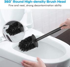 img 2 attached to 🚽 Stylish and Durable Black Round Toilet Brush Holder with Long Handle – 304 Stainless Steel Toilet Bowl Scrubber for Bathroom Cleaning