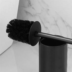 img 1 attached to 🚽 Stylish and Durable Black Round Toilet Brush Holder with Long Handle – 304 Stainless Steel Toilet Bowl Scrubber for Bathroom Cleaning