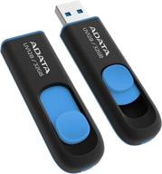 🔵 adata uv128 32gb usb 3.0 blue flash drive: retractable capless design (auv128-32g-rbe) logo