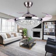 a million 42” crystal ceiling fan light with retractable blades, remote control, led chandelier fan, 3 speeds, 3 color changes, lighting fixture, silent motor, led kits included - silver логотип