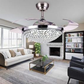 img 4 attached to A Million 42” Crystal Ceiling Fan Light with Retractable Blades, Remote Control, LED Chandelier Fan, 3 Speeds, 3 Color Changes, Lighting Fixture, Silent Motor, LED Kits Included - Silver