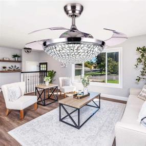 img 2 attached to A Million 42” Crystal Ceiling Fan Light with Retractable Blades, Remote Control, LED Chandelier Fan, 3 Speeds, 3 Color Changes, Lighting Fixture, Silent Motor, LED Kits Included - Silver