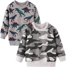 img 4 attached to Azalquat Crewneck Sweatshirt Long Sleeved Dinosaurs Boys' Clothing : Fashion Hoodies & Sweatshirts