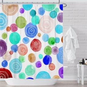 img 1 attached to 🌈Весёлый радужный цвет детская штора для ванны и душа для девочек - Coxila с полка-точками, 60 x 72 дюйма, полиэстерная ткань, водонепроницаемая, со 12 пластиковыми крючками