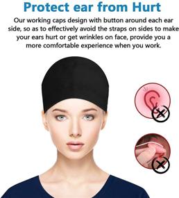 img 2 attached to 🧢 Fesciory Adjustable Working Caps with Button & Sweatband for Women with Long Hair and Ponytail Pouch