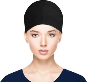 img 3 attached to 🧢 Fesciory Adjustable Working Caps with Button & Sweatband for Women with Long Hair and Ponytail Pouch