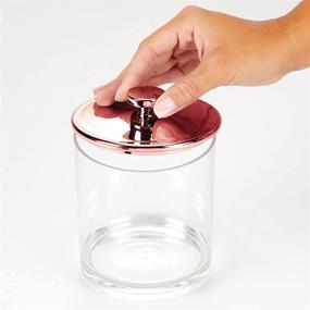 img 2 attached to 🌹 mDesign Clear/Rose Gold Plastic Bathroom Vanity Storage Organizer Jar for Cotton Swabs, Rounds, Balls, Makeup Sponges, Bath Salts